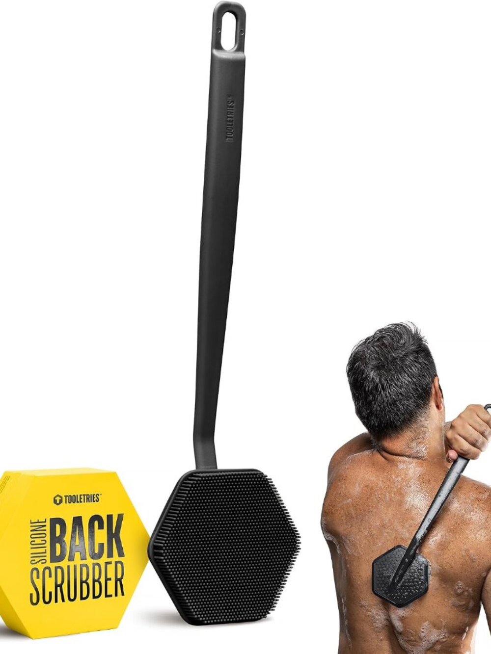Silicone Back Scrubber for Shower, Body Brush - Charcoal
